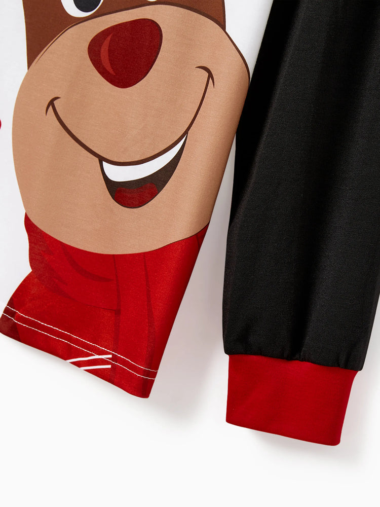 Ensemble pyjama assorti pour toute la famille avec imprimé renne de Noël et chaussettes de Noël noires