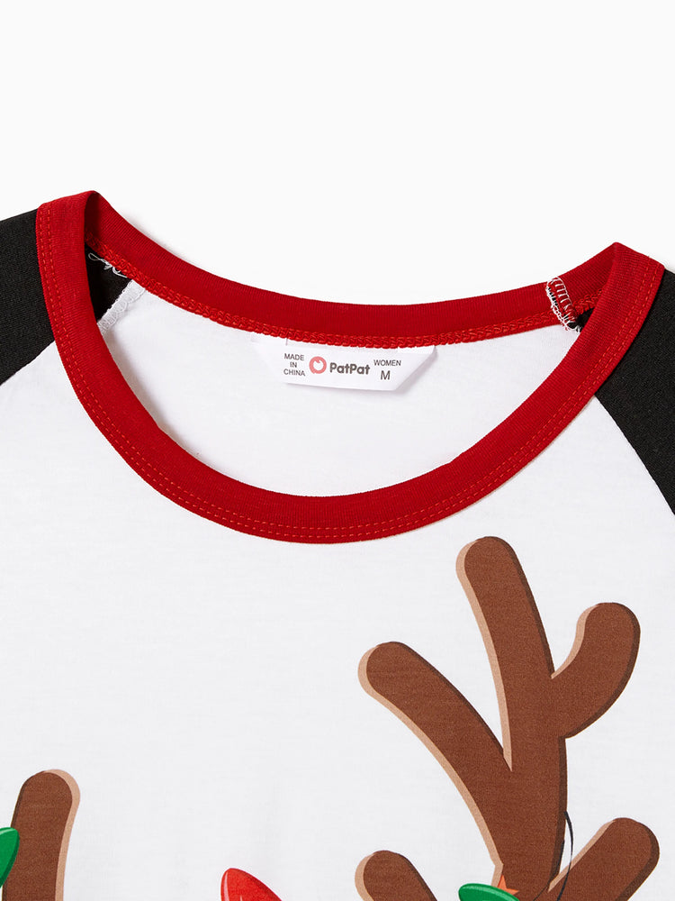 Ensemble pyjama assorti pour toute la famille avec imprimé renne de Noël et chaussettes de Noël noires