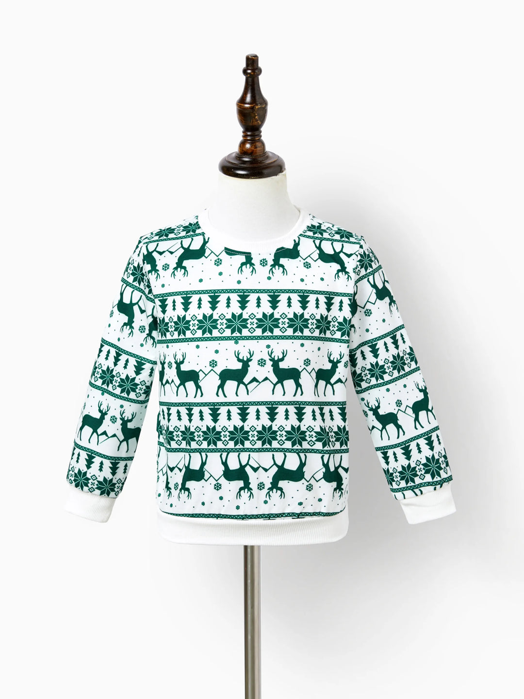 Weihnachten Familie Passende Grün Festival Thema Print Tops und Mesh Splicing Kleider Sets grün