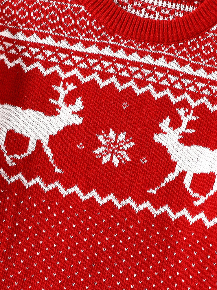 Christmas Family Matching Deer Graphic Long-sleeve Knitted Sweater Multi-color