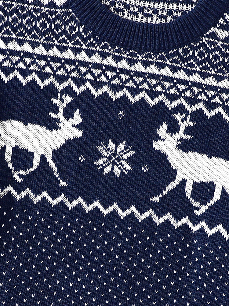 Christmas Family Matching Deer Graphic Long-sleeve Knitted Sweater Multi-color