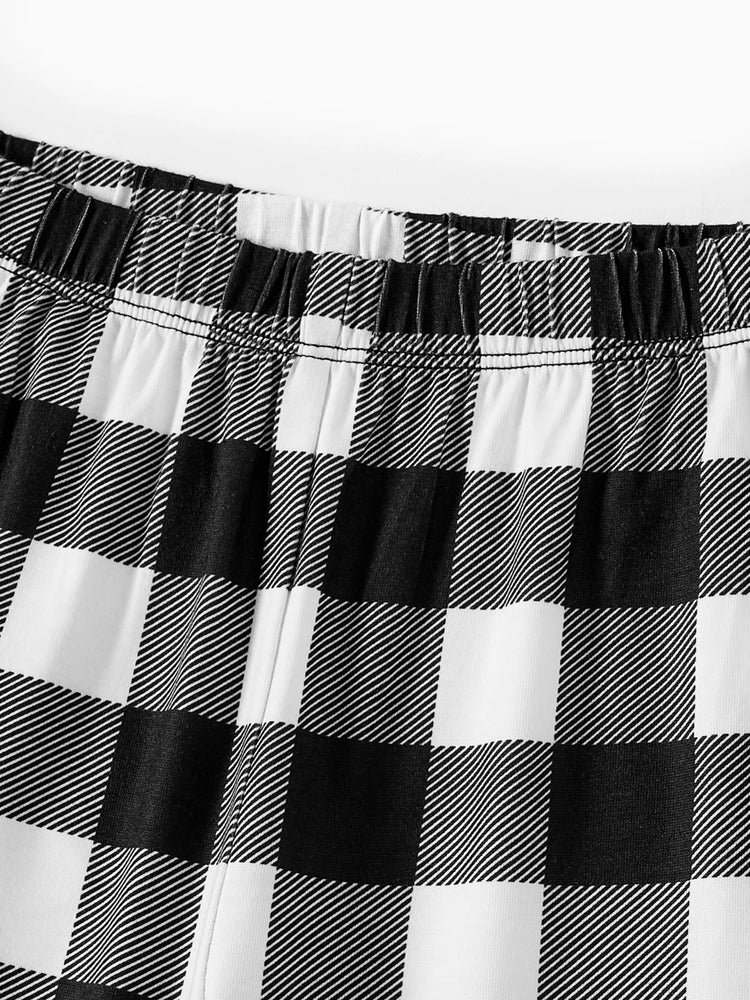 Ensemble pyjama de Noël à manches longues et imprimé lettres phosphorescentes avec chaussettes de Noël noires et blanches