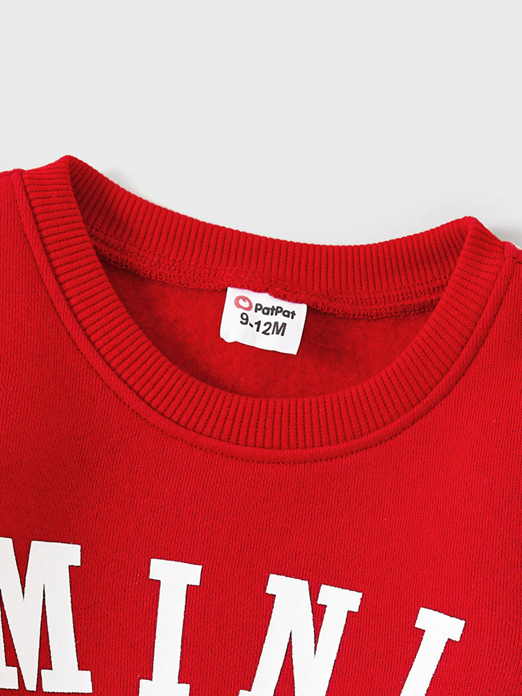 Mommy and Me Solid Letters & Love Print Long-sleeve Tops Color block