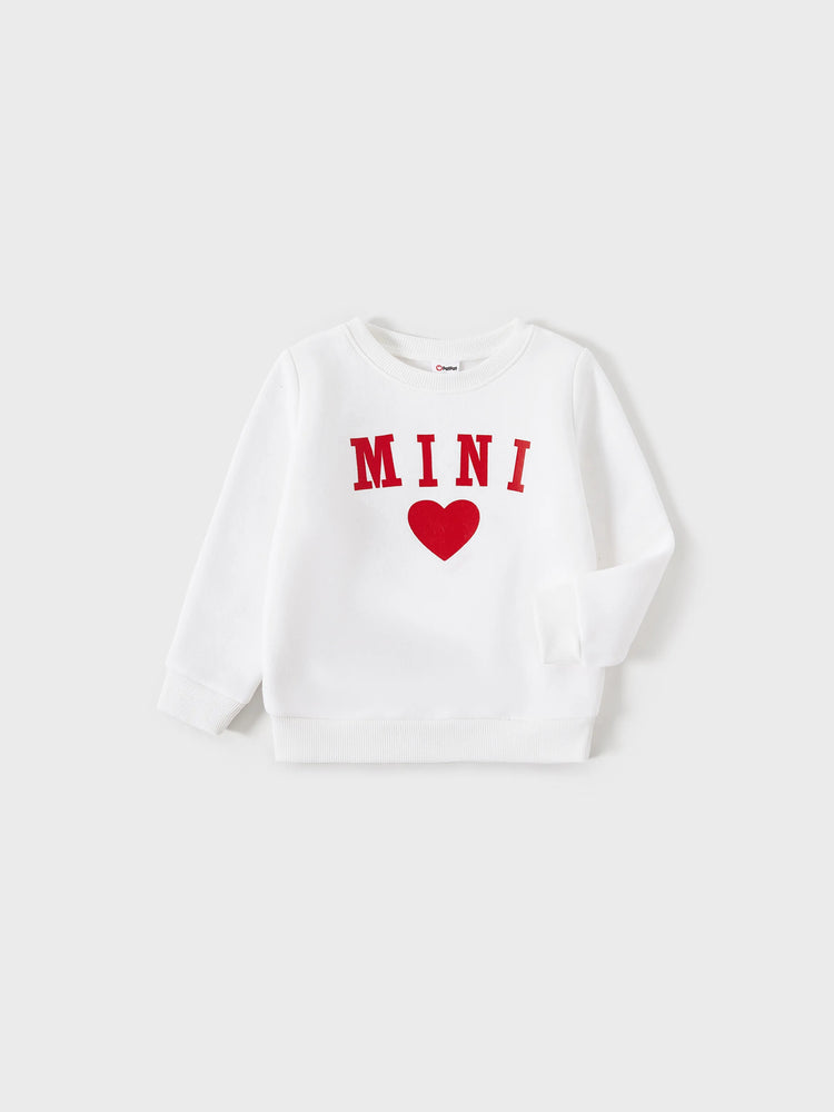 Mommy and Me Solid Letters & Love Print Long-sleeve Tops Color block