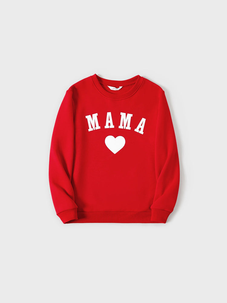 Mommy and Me Solid Letters & Love Print Long-sleeve Tops Color block