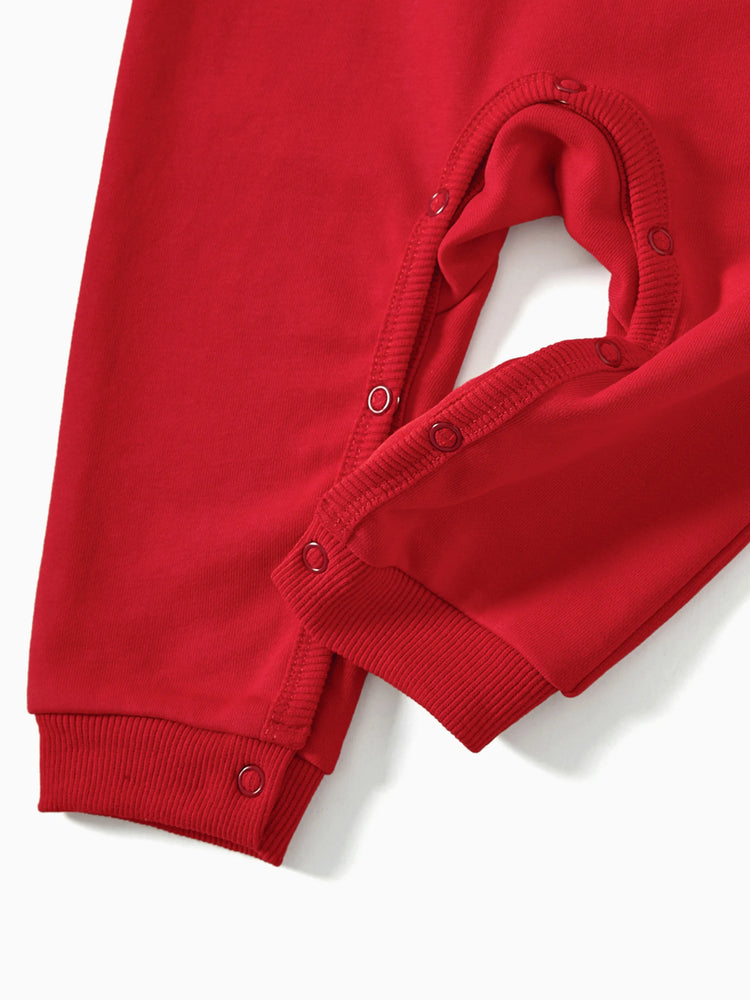 Family Matching Glow in the Dark Santa&Letters Print Long Sleeve Cotton Tops Red