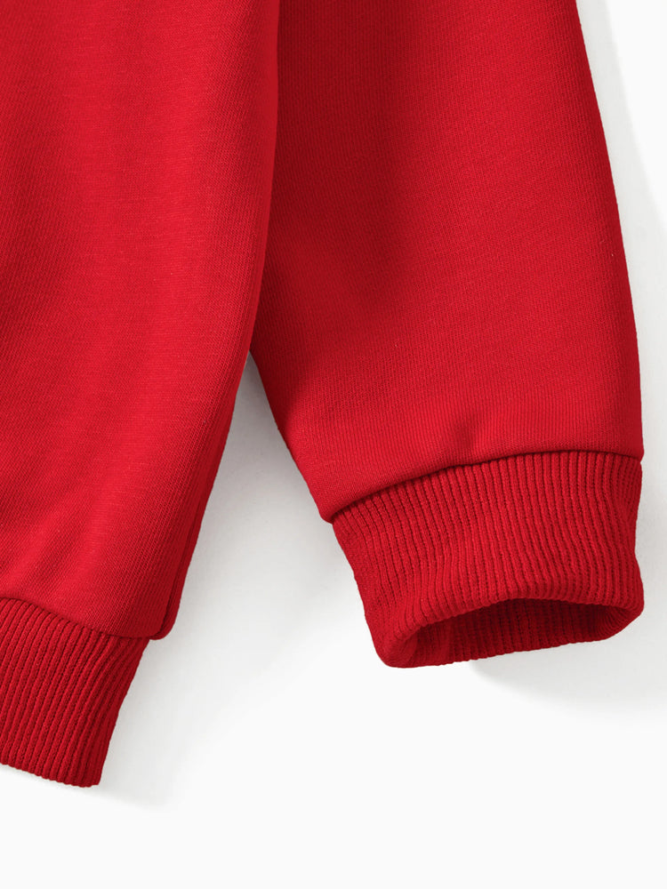 Family Matching Glow in the Dark Santa&Letters Print Long Sleeve Cotton Tops Red