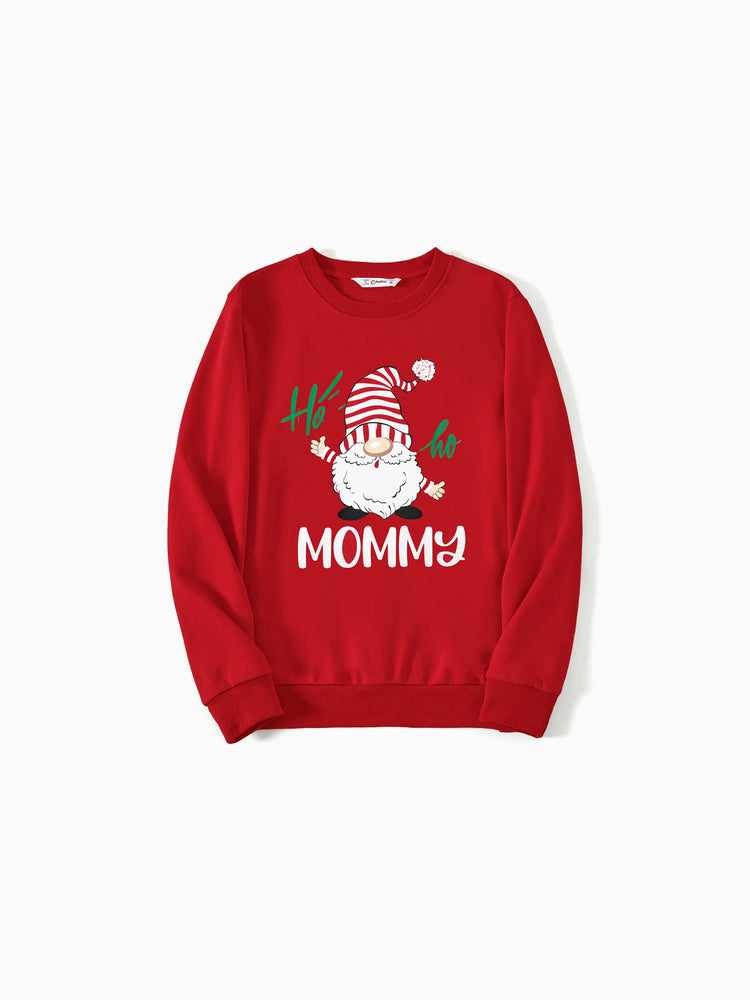 Family Matching Glow in the Dark Santa&Letters Print Long Sleeve Cotton Tops Red
