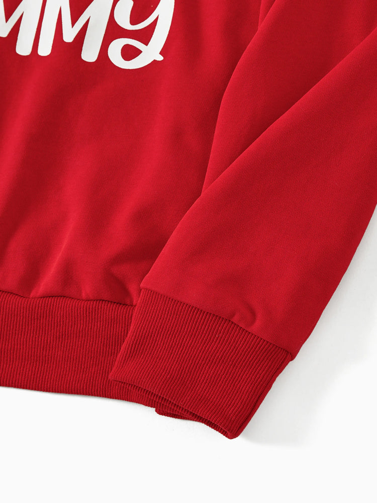 Family Matching Glow in the Dark Santa&Letters Print Long Sleeve Cotton Tops Red