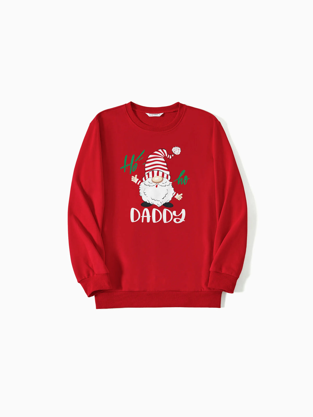 Familie Passende einfarbige Weihnachtsmann- und Buchstabendruck-Langarm-Baumwolloberteile rot