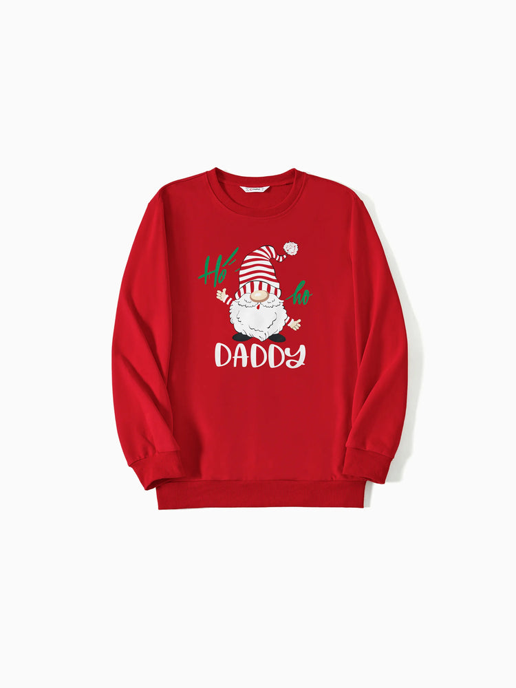 Family Matching Glow in the Dark Santa&Letters Print Long Sleeve Cotton Tops Red