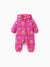 Combinaison épaisse à capuche et manches longues pour bébé fille Disney Winnie l'ourson, imprimé intégral, fermeture éclair, Roseo