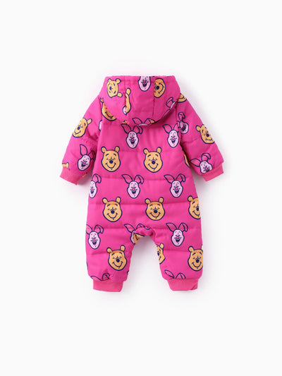 Combinaison bébé fille Disney Winnie l'Ourson, imprimée intégralement, à capuche et fermeture éclair, Roseo