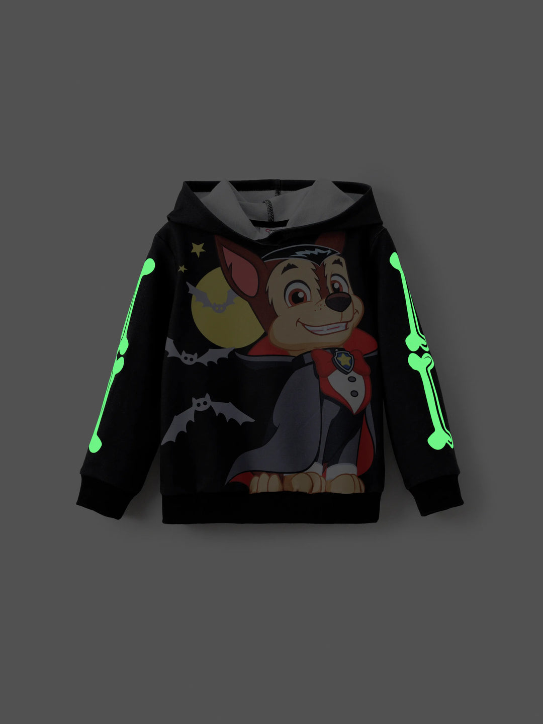 Sweat à capuche noir phosphorescent pour tout-petit garçon de la Pat' Patrouille Chase Halloween