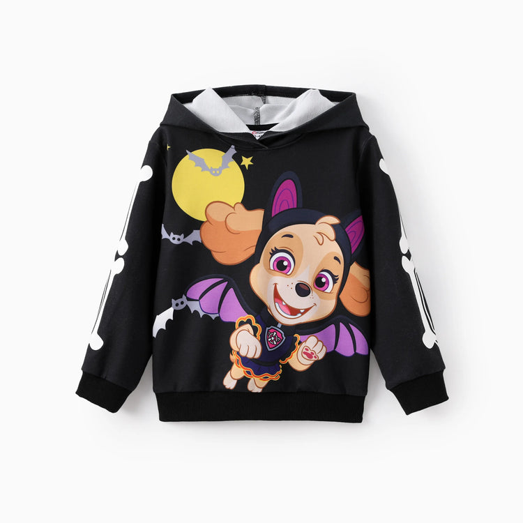 Sweat à capuche phosphorescent pour petite fille de la Pat' Patrouille, motif Skye, Halloween, noir et blanc