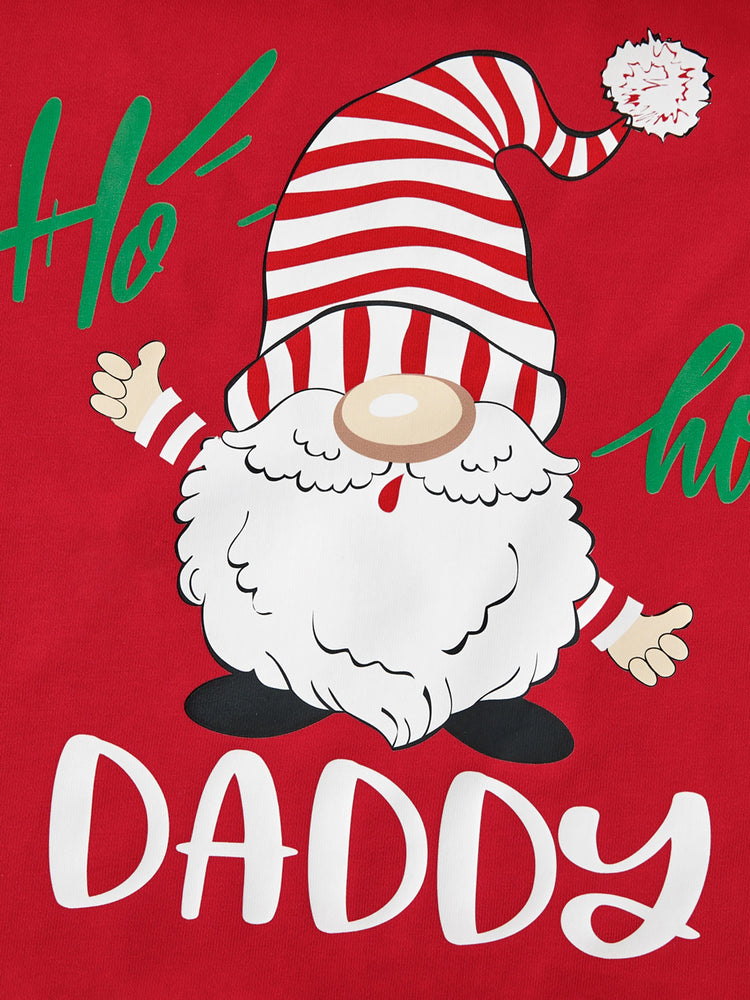 Family Matching Glow in the Dark Santa&Letters Print Long Sleeve Cotton Tops Red