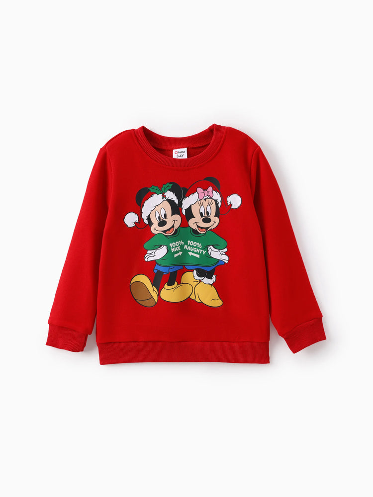 Disney Mickey and Friends Family Matching Christmas Character Print Sweatshirt Red