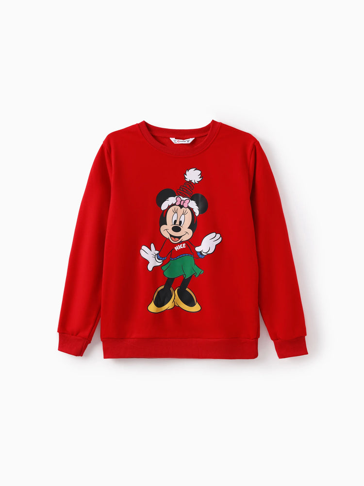 Disney Mickey and Friends Family Matching Christmas Character Print Sweatshirt Red
