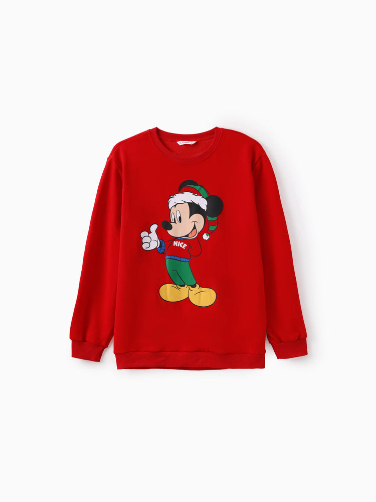 Disney Mickey and Friends Family Matching Christmas Character Print Sweatshirt Red