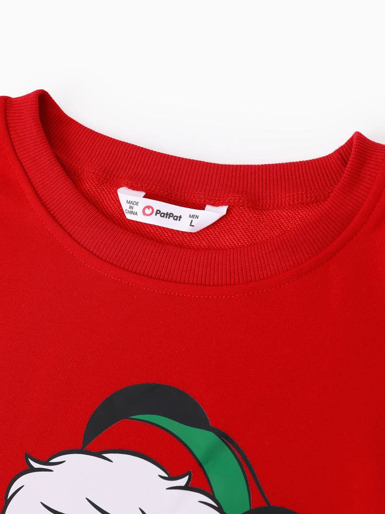 Disney Mickey and Friends Family Matching Christmas Character Print Sweatshirt Red