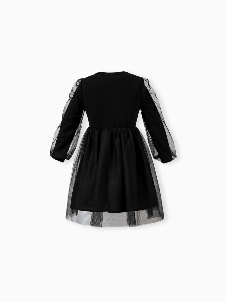 Ensembles familiaux assortis : chemise à carreaux noire ou robe élégante en tulle à épaules dénudées et croisée sur le devant