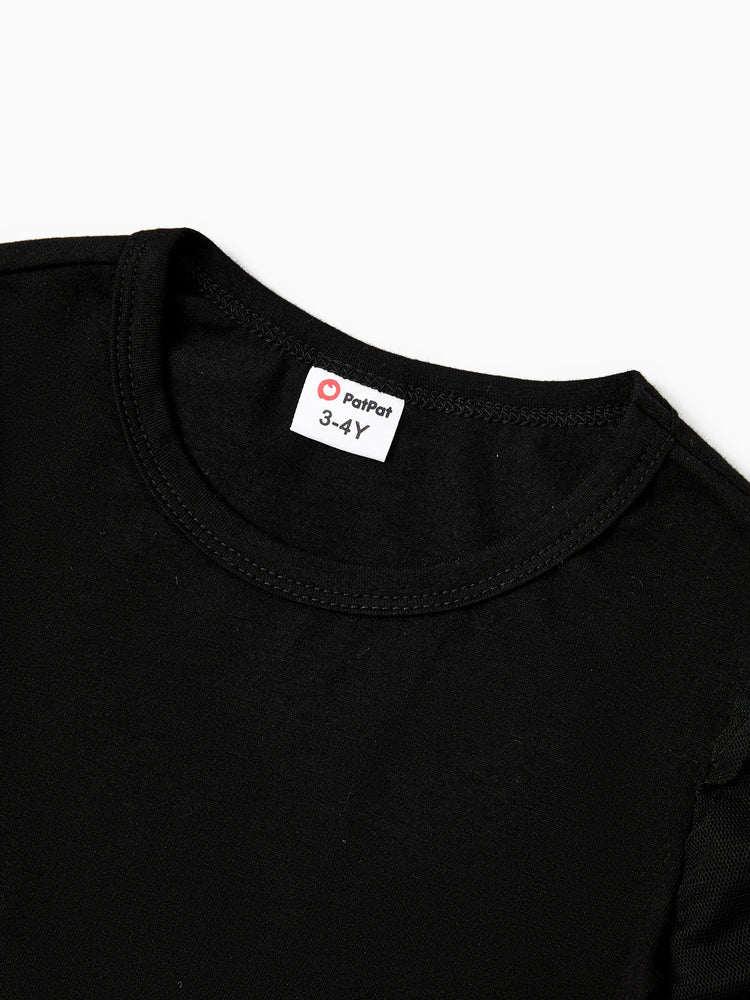 Ensembles familiaux assortis : chemise à carreaux noire ou robe élégante en tulle à épaules dénudées et croisée sur le devant