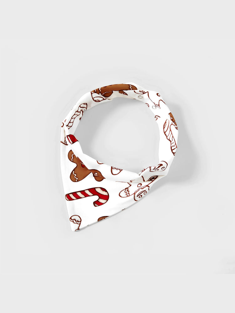 Ensemble pyjama de Noël à manches longues et imprimé bonhomme en pain d'épices avec chaussettes de Noël kaki