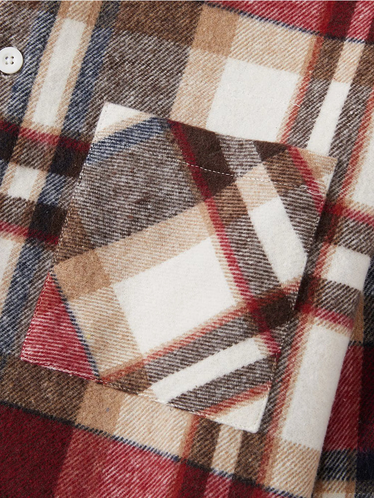 Family Matching Solid Ribbed Spliced Plaid Belted Dresses and Long-sleeve Button Up Shirts Sets MAROON