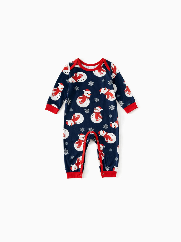 Ensemble pyjama de Noël à manches raglan et imprimé bonhomme de neige et lettres assortis avec chaussettes de Noël ColorBlock