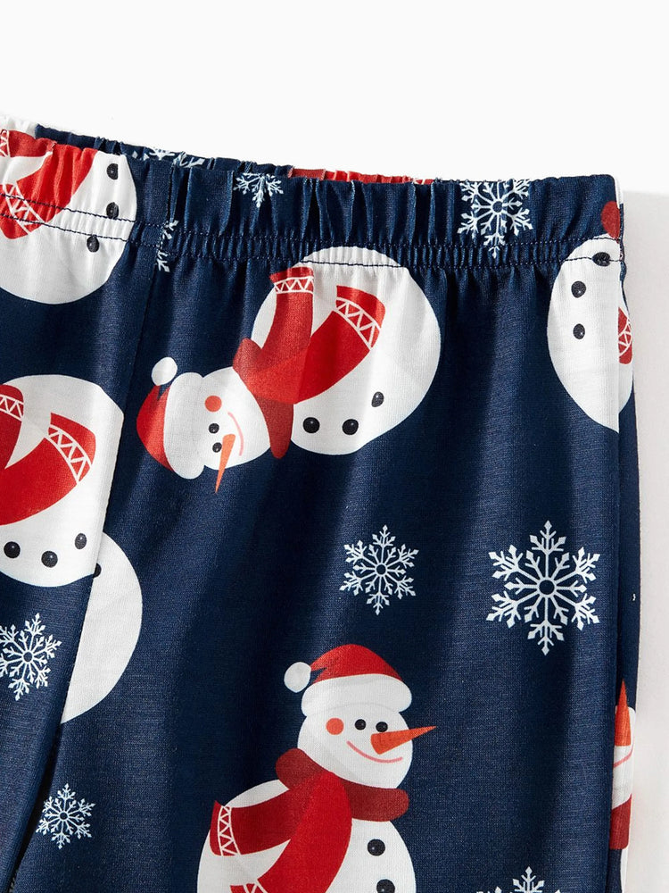 Ensemble pyjama de Noël à manches raglan et imprimé bonhomme de neige et lettres assortis avec chaussettes de Noël ColorBlock