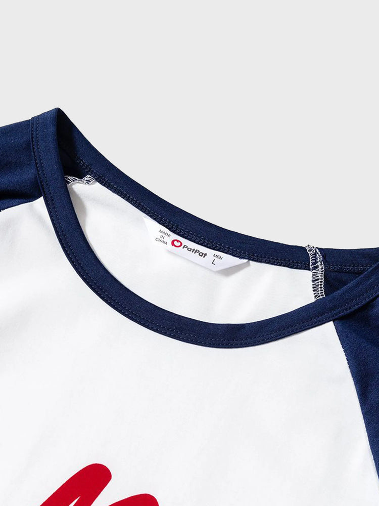 Pyjama de Noël familial à motif renne, manches raglan, grands motifs, avec chaussettes de Noël, bleu foncé/blanc/rouge