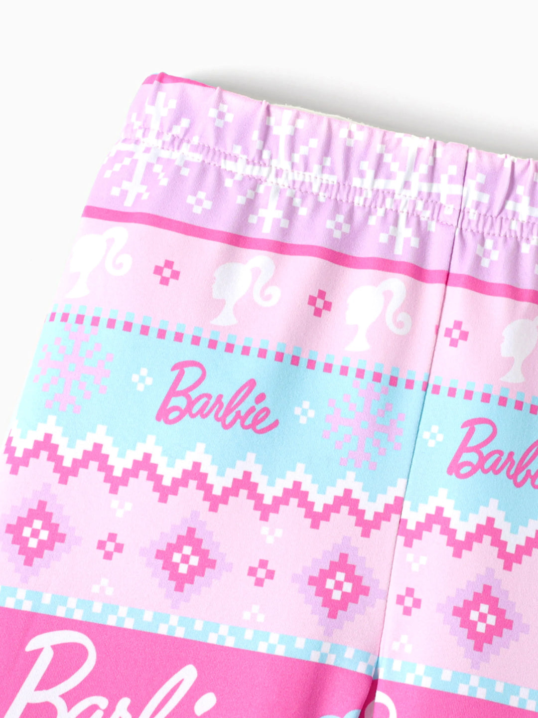 Barbie 2-teiliges Kinder-Mädchen-Weihnachts-Schneeflocken-Druck-Sweatshirt und elastische Hosen-Set rosa