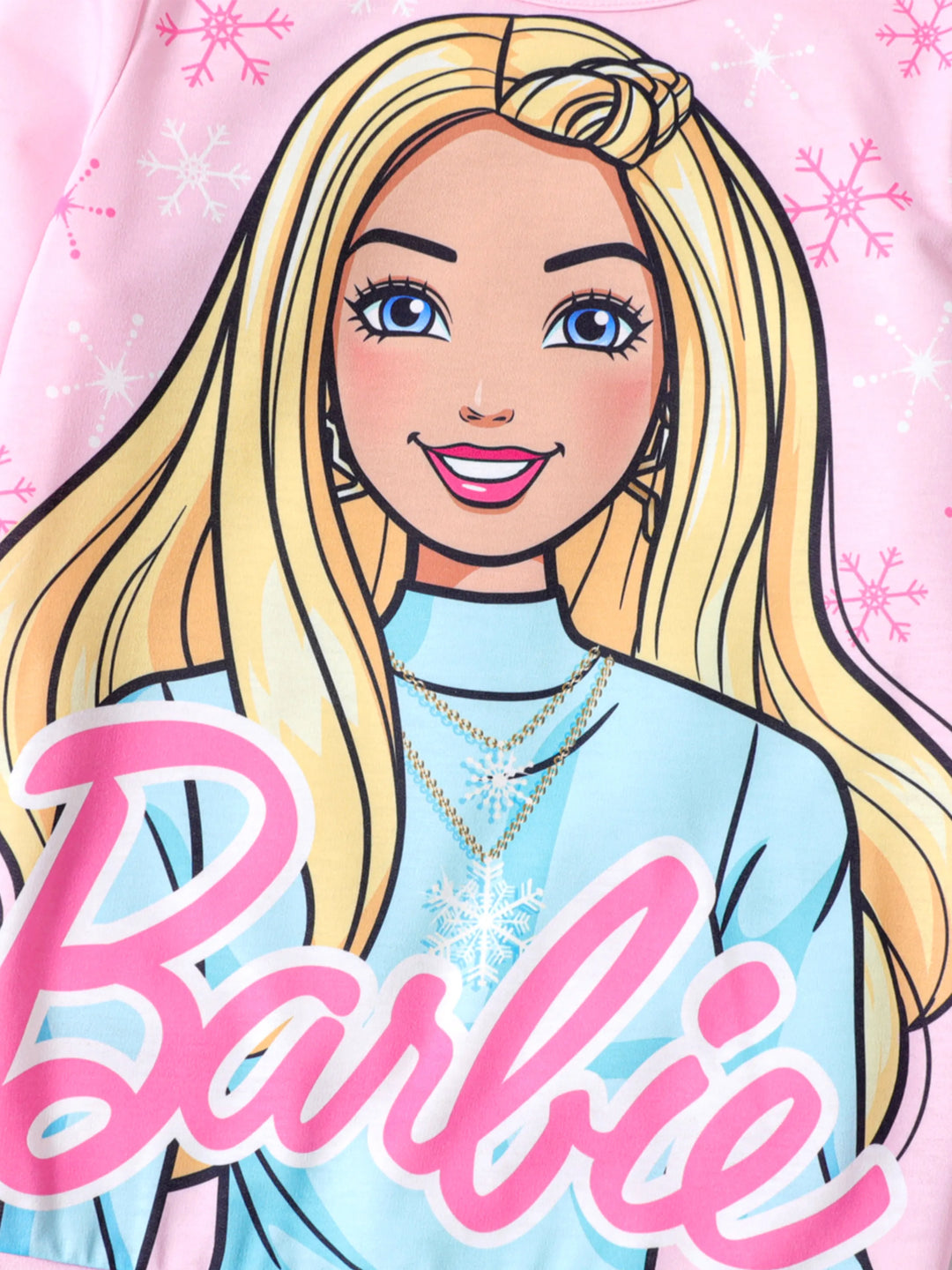 Barbie 2-teiliges Kinder-Mädchen-Weihnachts-Schneeflocken-Druck-Sweatshirt und elastische Hosen-Set rosa