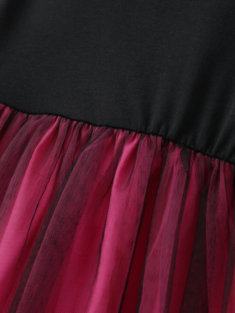 Robe noire à imprimé squelette pour petite fille, en maille épissée, pour Halloween