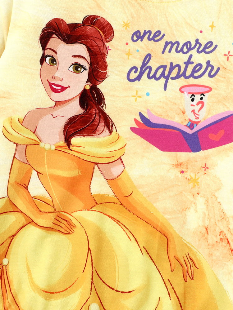 Ensemble 2 pièces haut à manches longues et pantalon imprimé Belle pour petite fille Disney Princesse Jaune