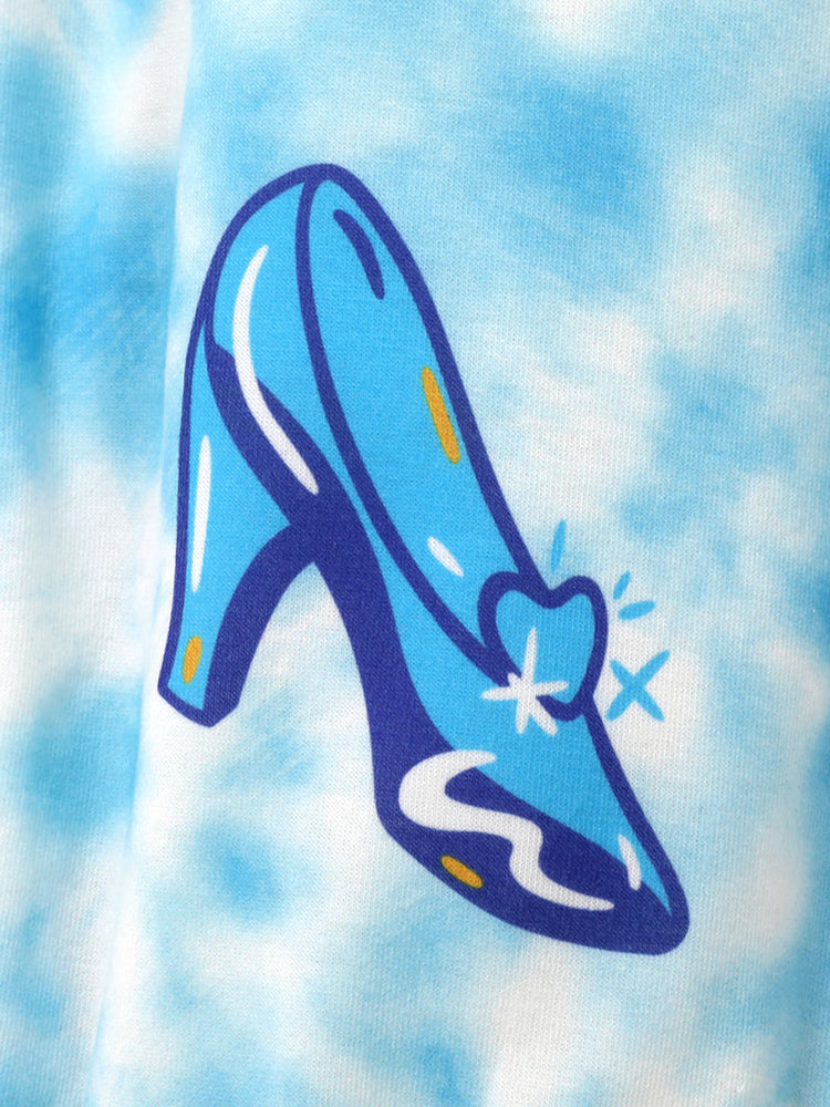 Ensemble 2 pièces haut à manches longues et pantalon imprimé Cendrillon pour petite fille Disney Princesse Bleu