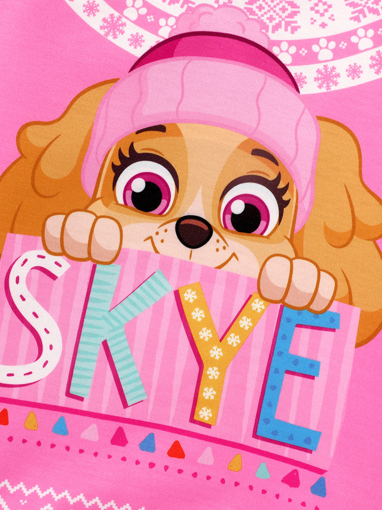 Sweat-shirt de Noël imprimé flocon de neige Skye de la Pat' Patrouille pour petite fille, rose vif