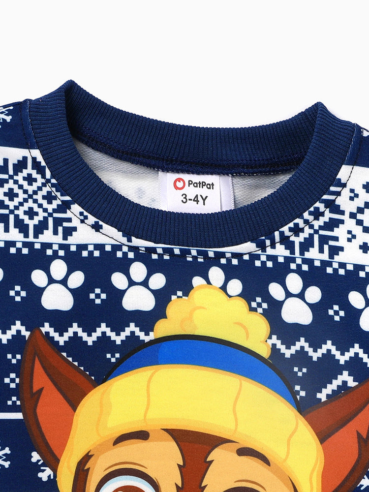 Sweat-shirt imprimé flocon de neige pour tout-petit garçon de la Pat' Patrouille, bleu foncé