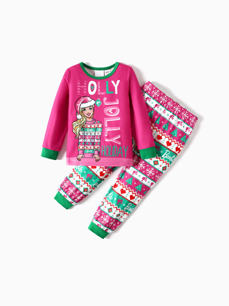 Ensemble pyjama de Noël à manches longues et imprimé graphique Barbie Maman et Moi avec chaussettes de Noël