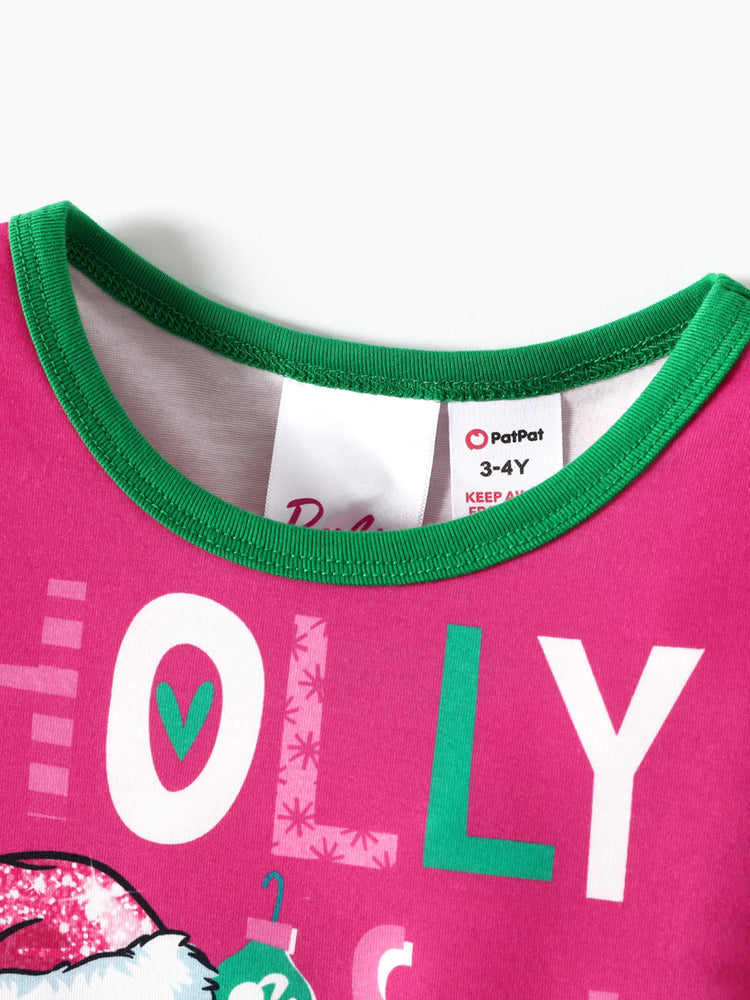 Ensemble pyjama de Noël à manches longues et imprimé graphique Barbie Maman et Moi avec chaussettes de Noël