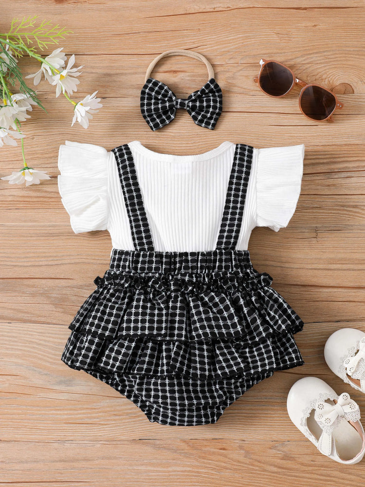 Little CoCo &amp; Gentlemen - Barboteuse à volants et nœud papillon pour bébé fille avec bandeau noir