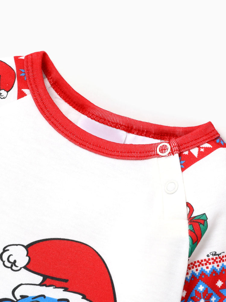 Ensemble pyjama familial assorti de Noël des Schtroumpfs avec chaussettes de Noël