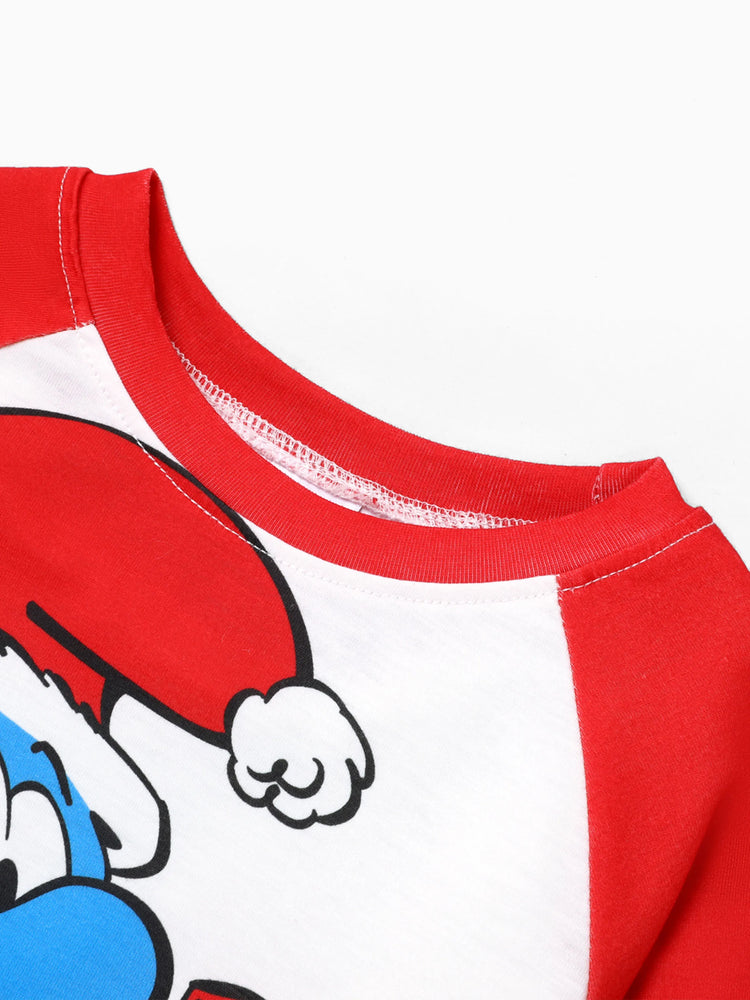 Ensemble pyjama familial assorti de Noël des Schtroumpfs avec chaussettes de Noël