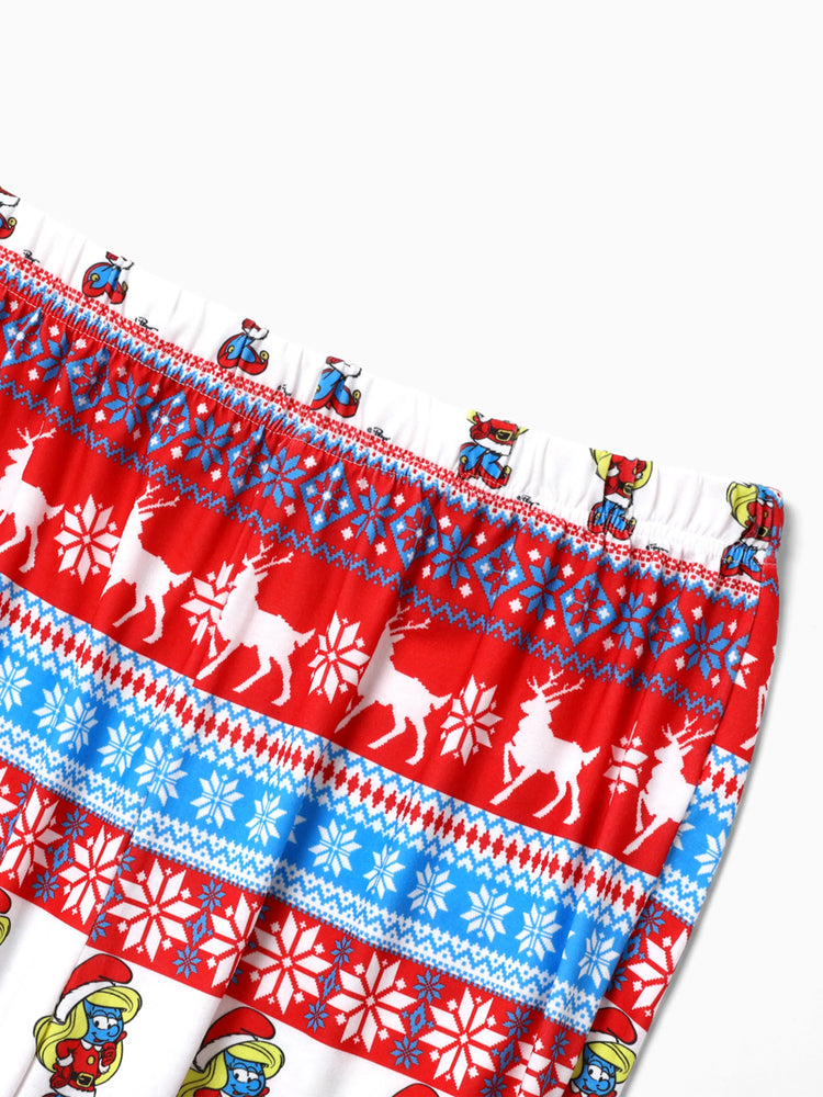 Ensemble pyjama familial assorti de Noël des Schtroumpfs avec chaussettes de Noël