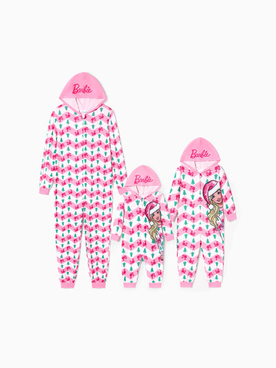 Barbie Mommy and Me Christmas Hooded Onesie Pajama Sets with Christmas Socks