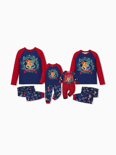 Harry Potter Christmas Family Matching Hogwarts Print Pajamas Sets with Christmas Socks