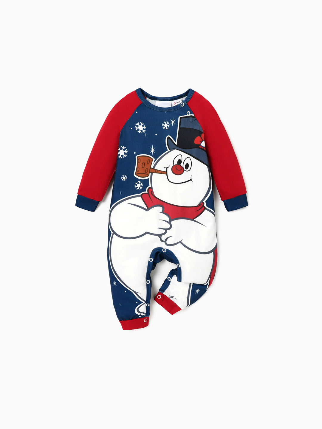 Frosty der Schneemann Weihnachtsfamilienpassend Farbblock Schlafanzug-Sets mit Weihnachtssocken