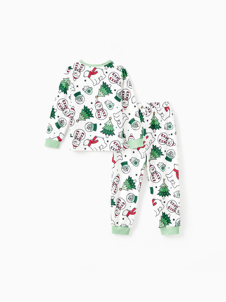 Ensemble pyjama de Noël à manches longues et pantalon assortis pour toute la famille, haut vert très joyeux, motifs variés et chaussettes de Noël (M, printemps, vert)