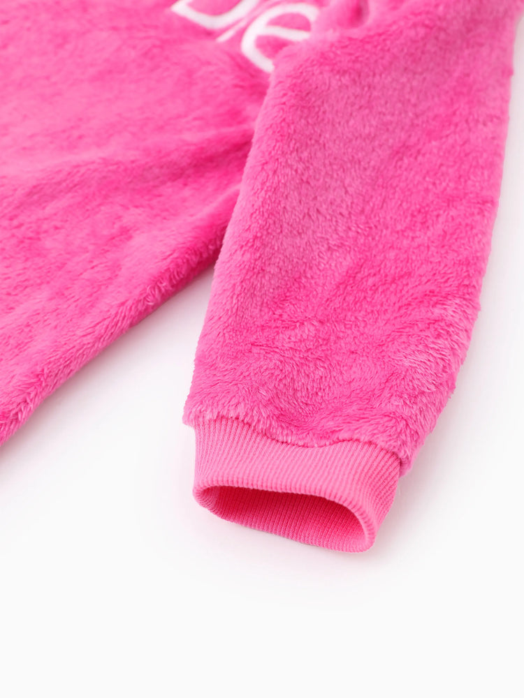 Ensemble sweat à capuche/combinaison polaire assortie pour la famille Barbie, rose vif