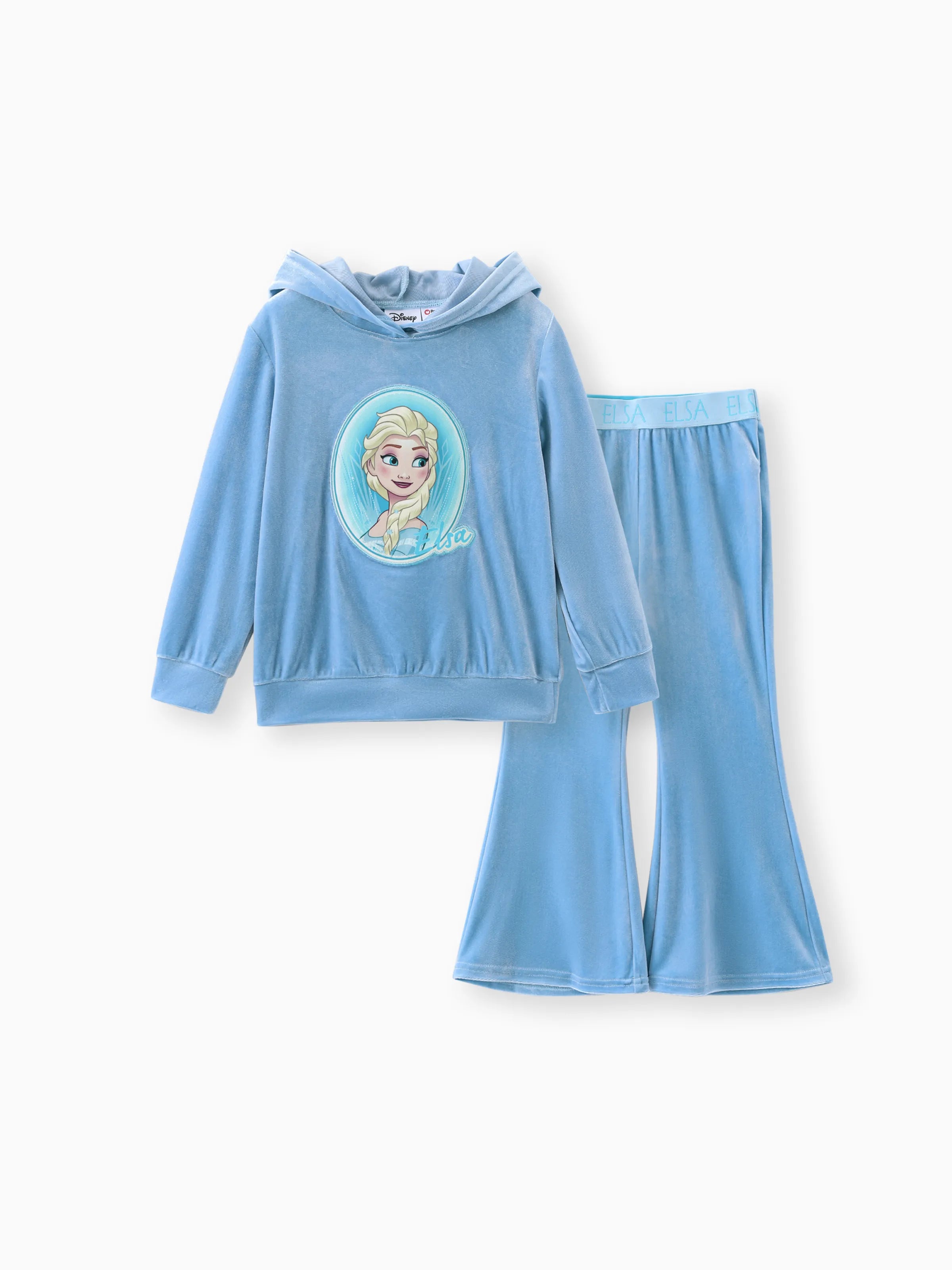 Disney Frozen Toddler Girl 2pcs Elsa Velvet Hoodie with Flare